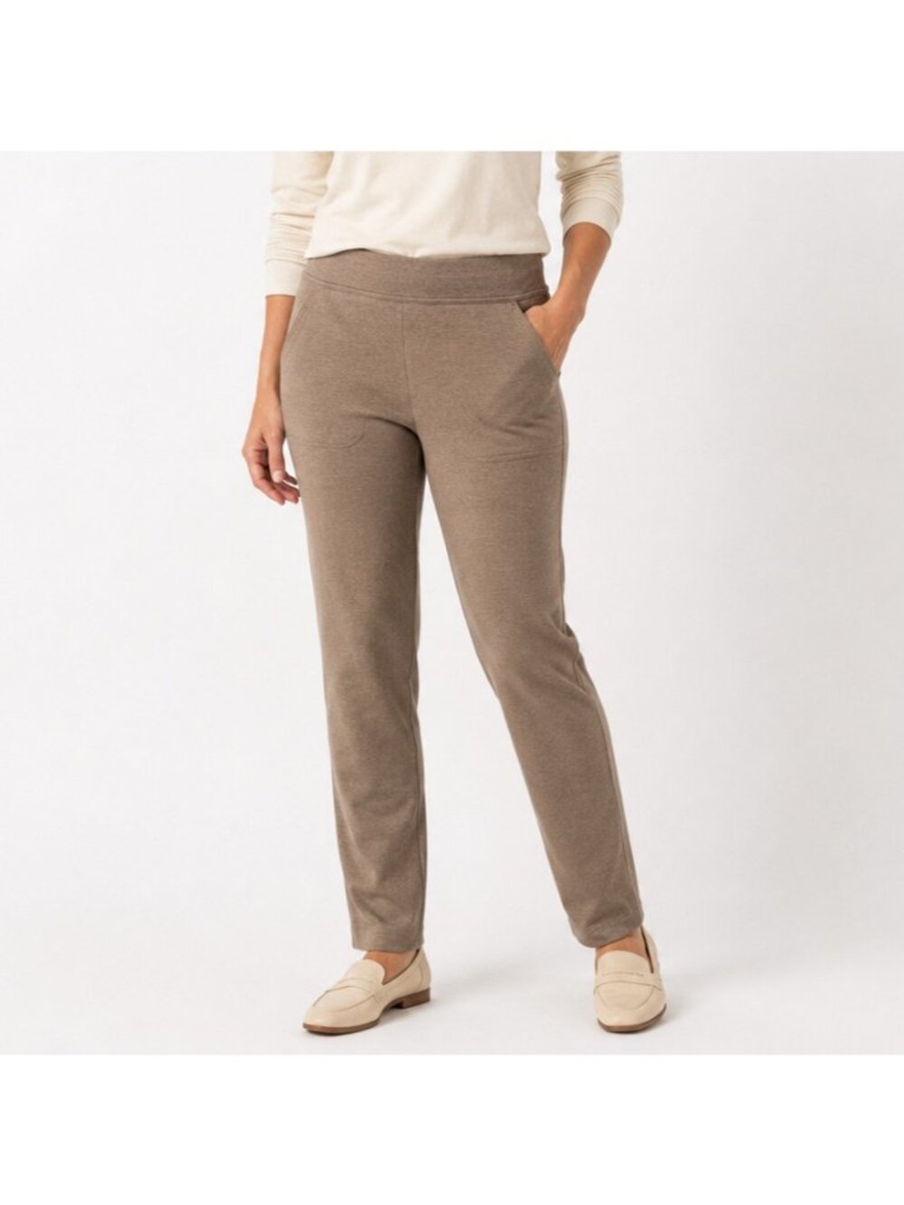 Duluth Trading NoGA Naturale Cotton Slim Leg Pants Womens M x 31 Brown Pull On